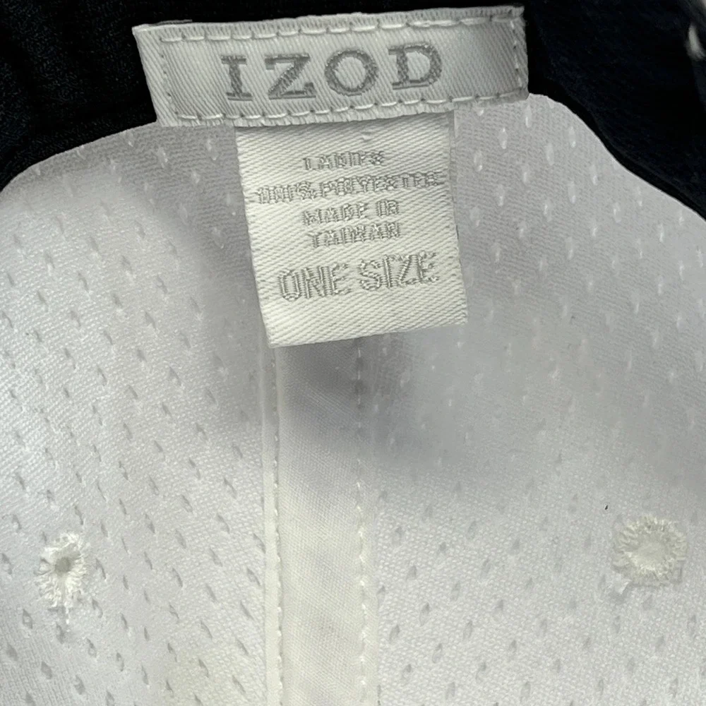 IZOD Black and White Embroidered Logo Baseball Cap Hat One Size